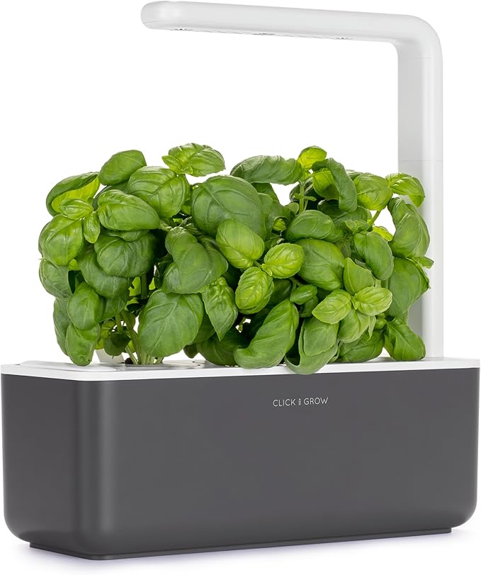 Amazon Com Click And Grow Smart Garden 3 Indoor Herb Garden Includes Basil Plant Pods Grey Garden Outdoor