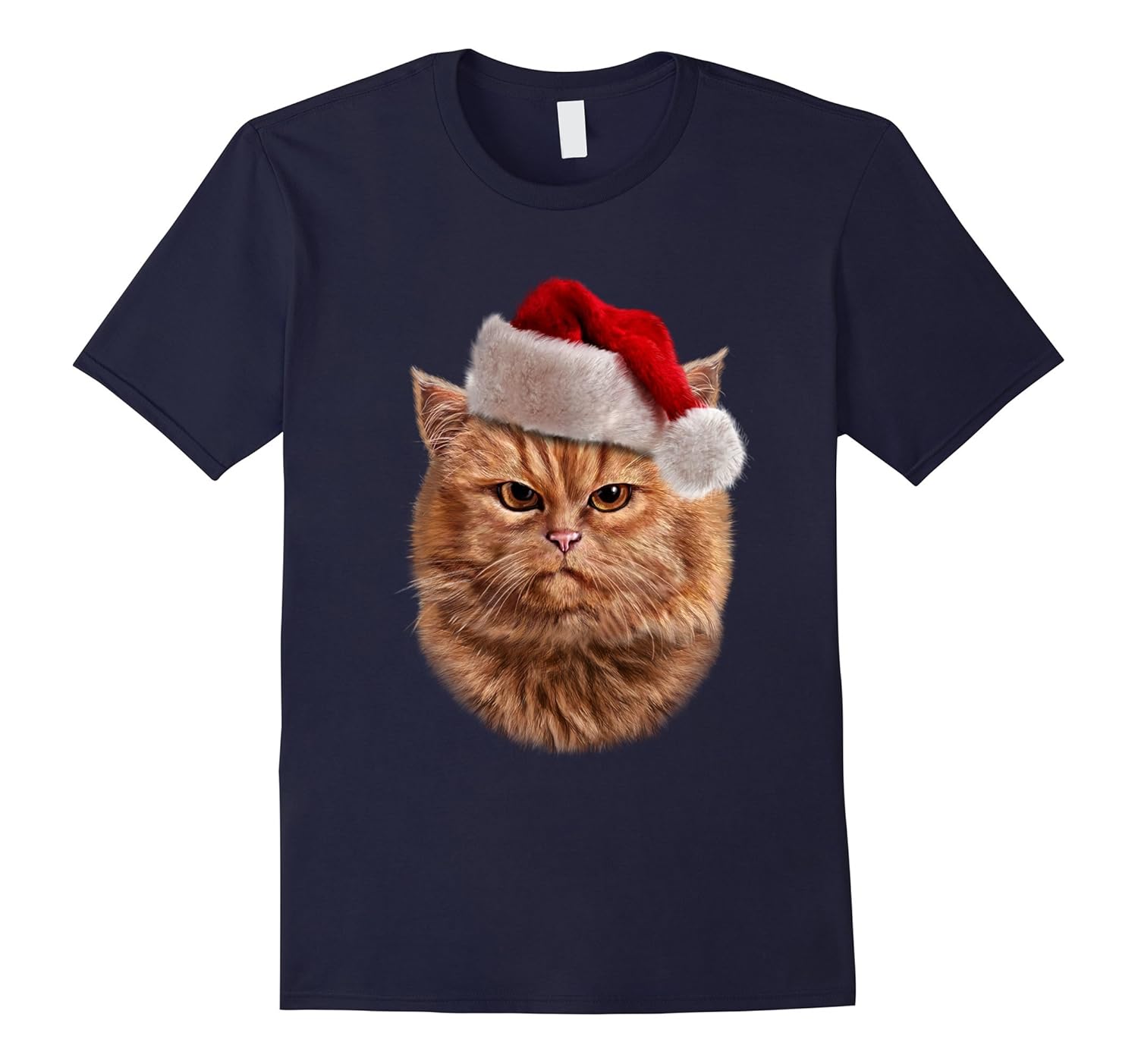 Disgruntle Orange Tabby Cat in Santa Hat, Christmas T-Shirt-ANZ