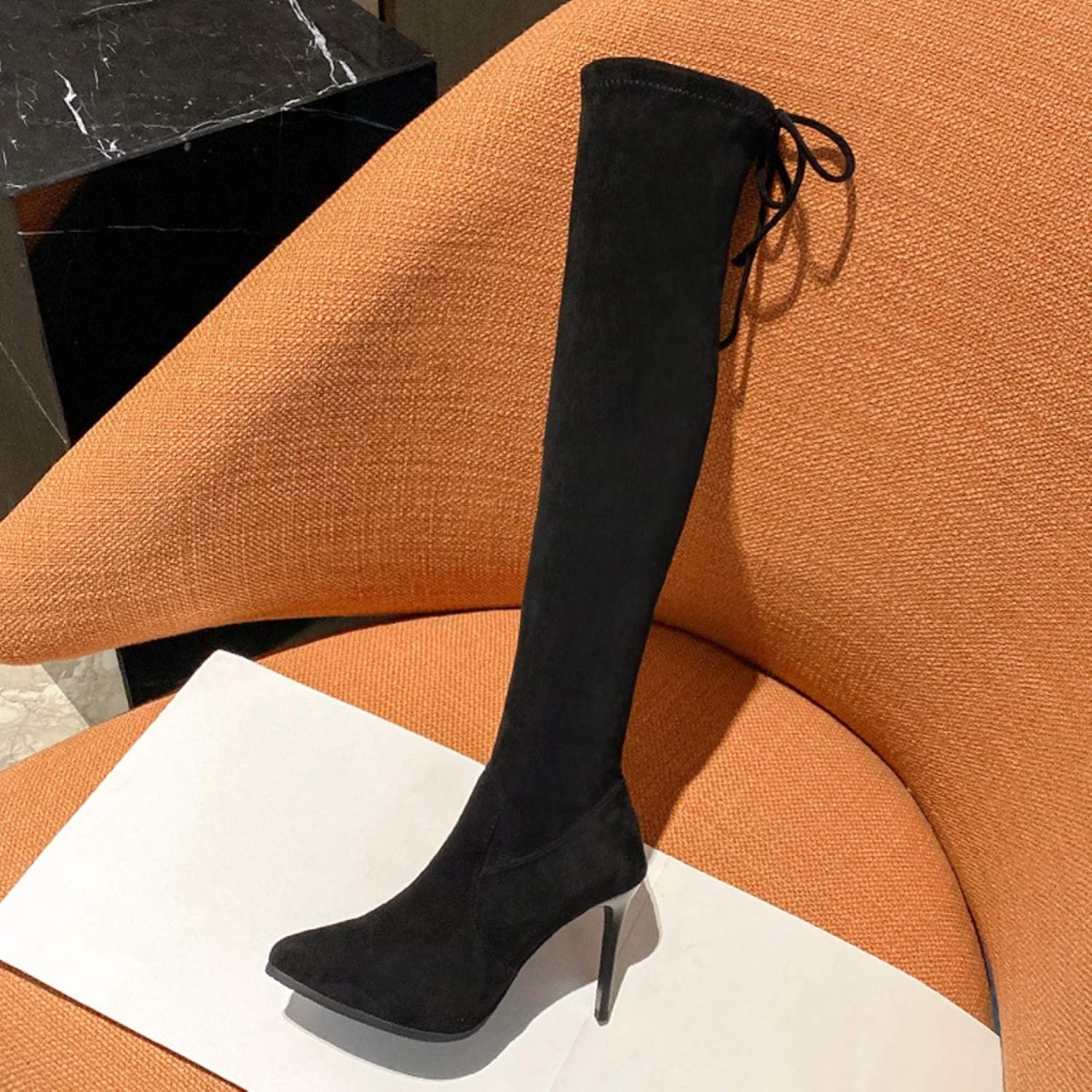 Amazon Gzgz ニーハイブーツ ブーツ ニーハイ ストレッチ 美脚 10cmヒール ロング ブーツ ピンヒール 黒 ハイヒール ニーハイ ブーツ レディース 大きいサイズ ロングブーツ レディースブーツ 裏ボア 柔らかい 美脚効果 21 5 25cm Gzgz ブーツ ブーティ
