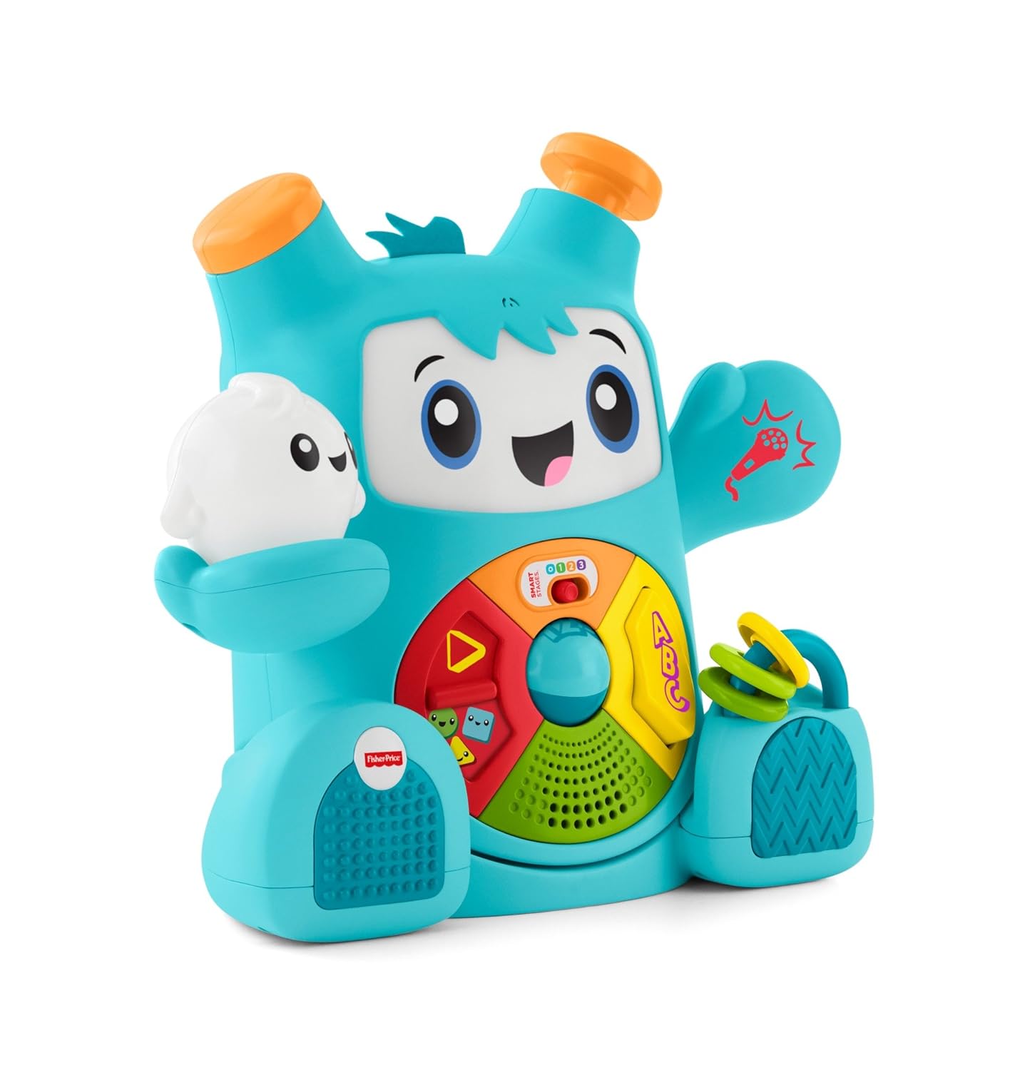 Fisher Price Mon Ami Rocki Robot Interactif Jouet Sons Et Lumieres Pour Apprendre A Bebe Les Lettres Et Les Formes Version Italienne 6 Mois Et Plus Fxd04 Jouets D Activite Et De Developpement Jeux