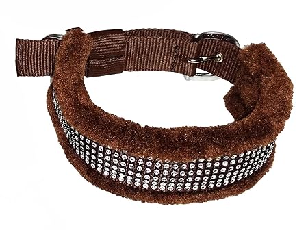 Skora Stylish Nylon Fur Dog Collar - Neck Size (20-24.50 inch),1.25 Inch (Brown) - Pack of 1