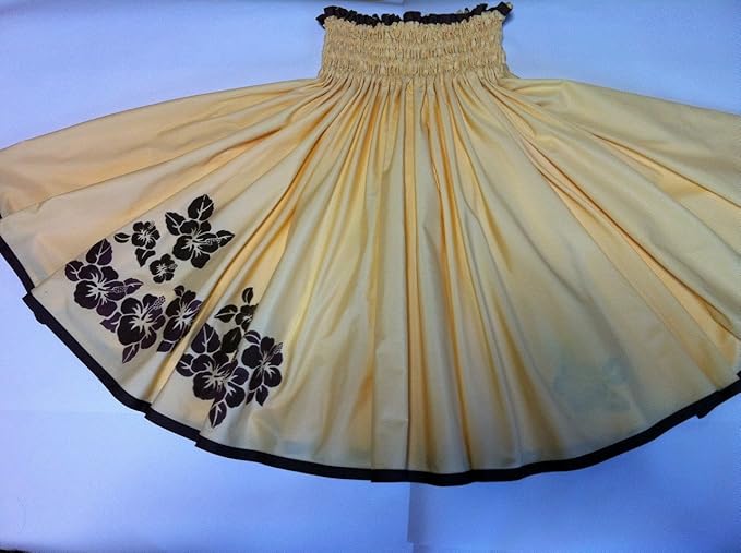 Amazon パウスカート F１３８ フルサーキュラー イエロー ハイビスカス フラダンススカート スカート 通販