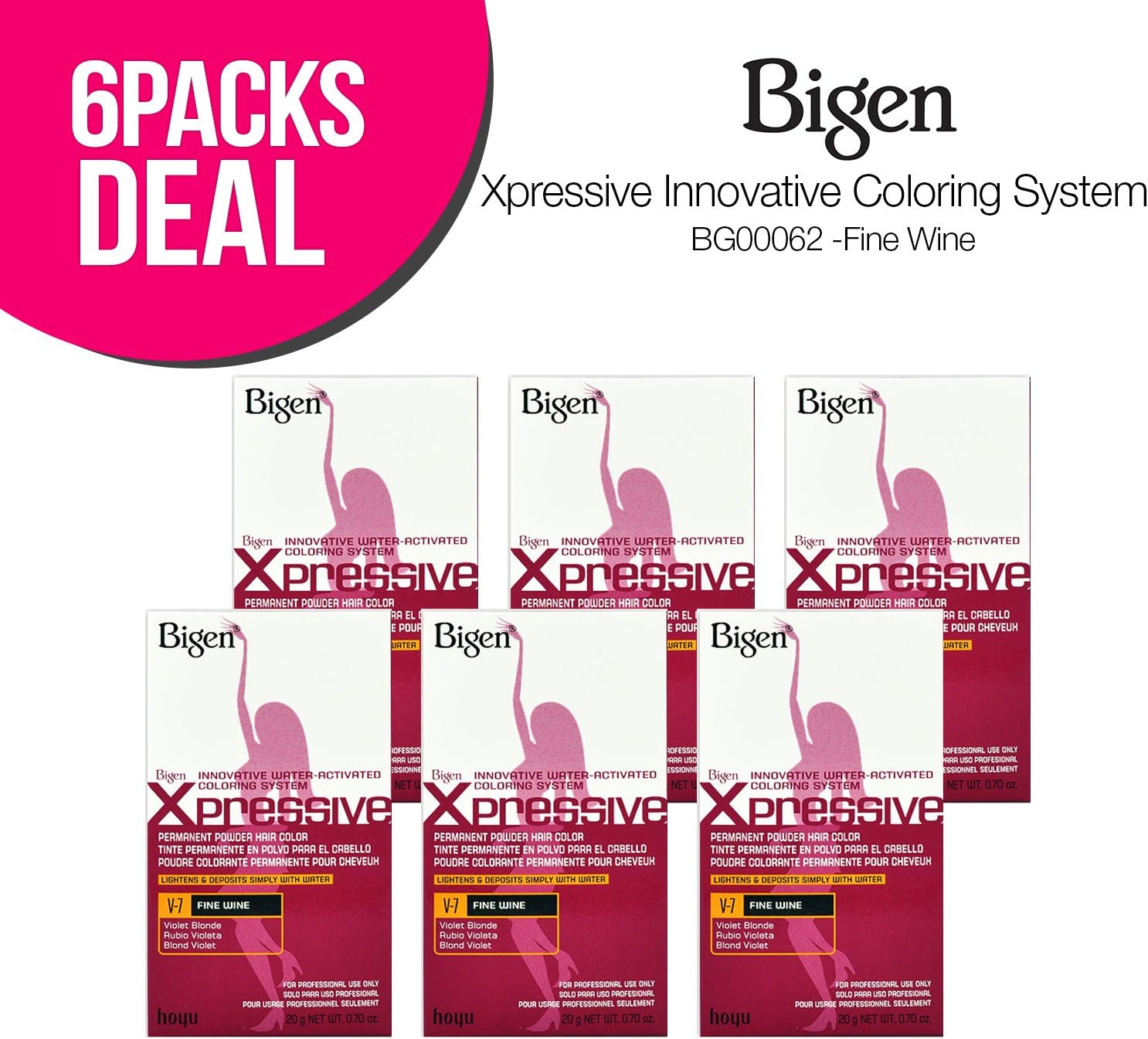 6 Pack Bigen Xpressive Innovative Water Activated Coloring System Fine Wine # V-7