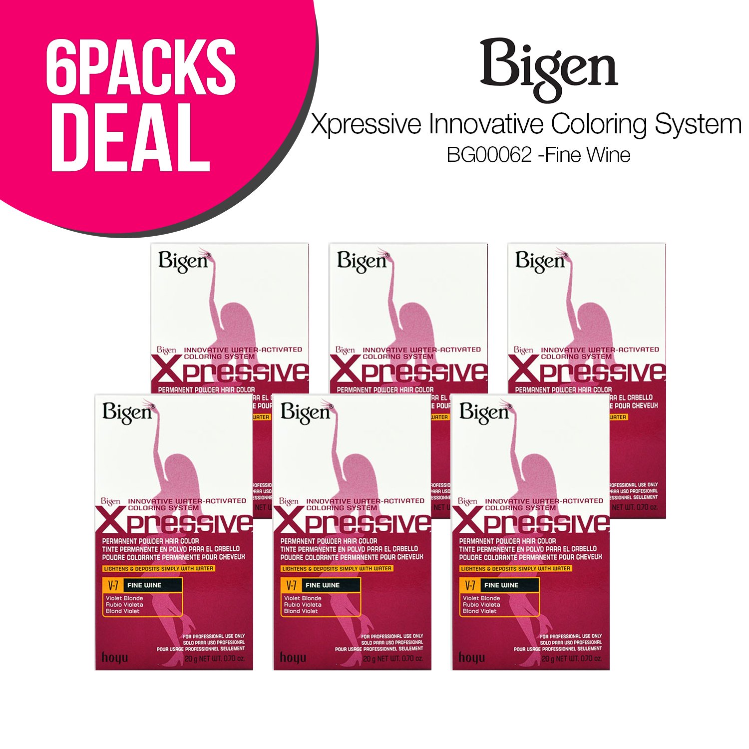 6 Pack Bigen Xpressive Innovative Water Activated Coloring System Fine Wine # V-7