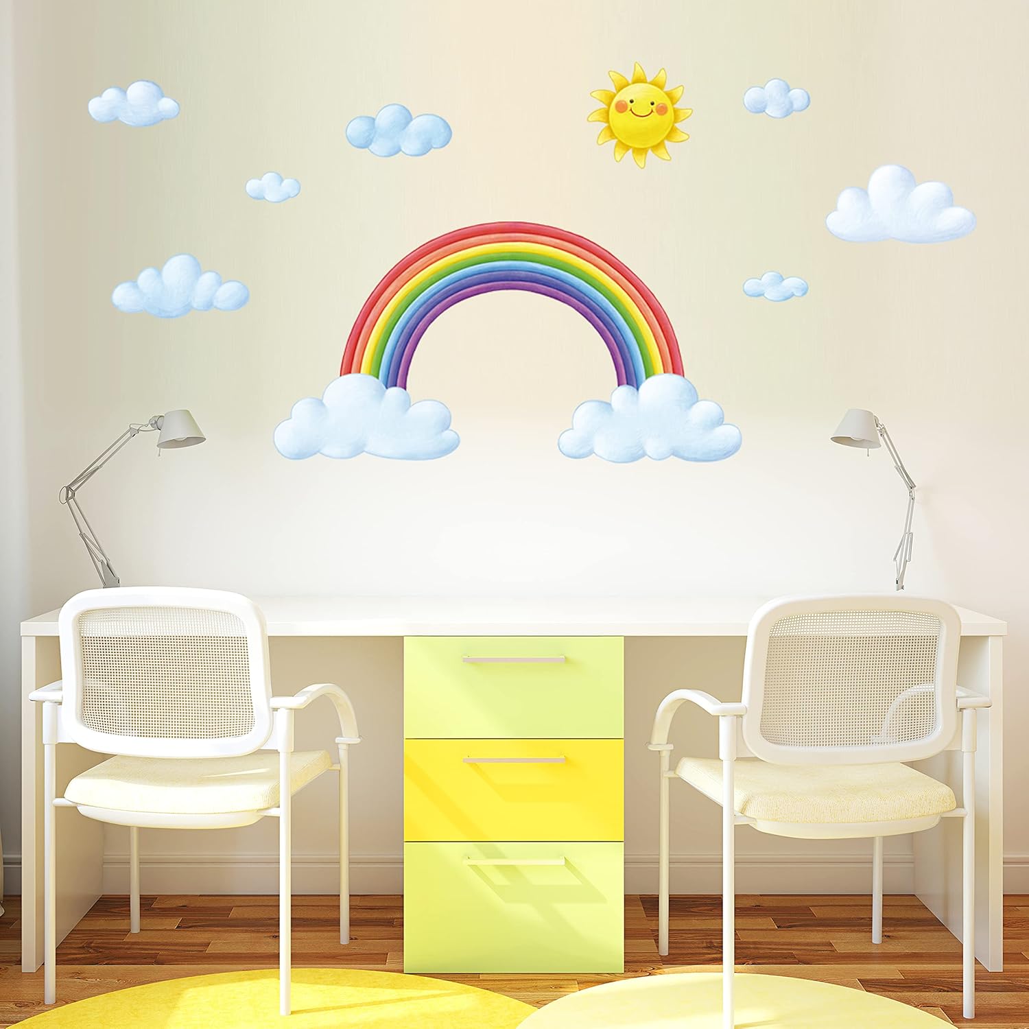 Amazon Decowall Da 1913 虹と雲 ウォール ステッカー デコ 幼稚園 保育園 子供部屋 Diy 用 壁転写 シール ウォールアート シール 男の子 女の子 10代 こども バスルーム デコレーション ビニール 寝室用 ティーン キッズ ウォールステッカー オンライン通販