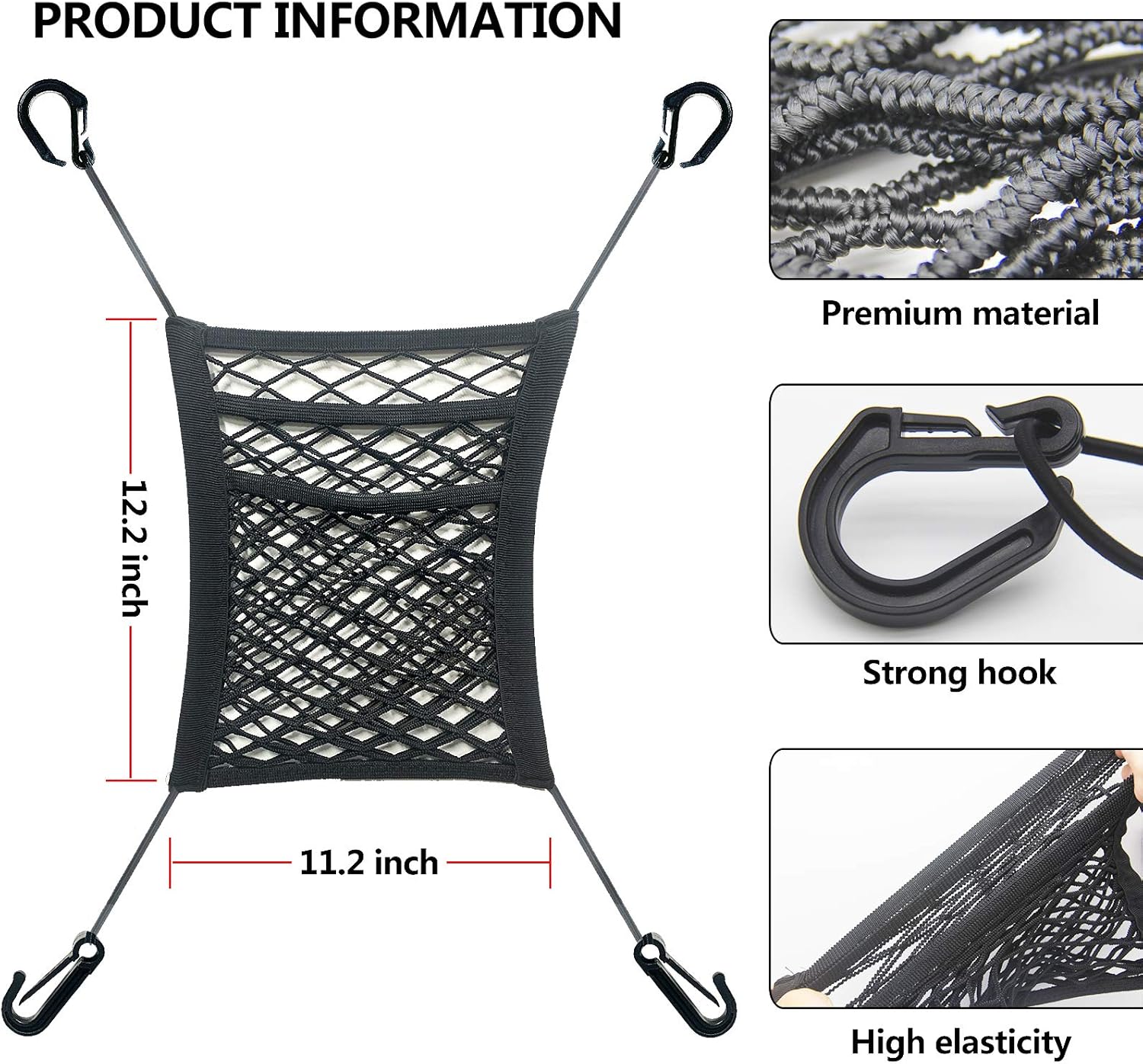 TRIFOOT 3 Layer Car Net Pocket Handbag Holder, Purse Holder for Car, Four-Side Elasticity Car Net Pocket, Car Purse Net, Dog Car Barrier for Backseat Kids Dog or Pet: Automotive