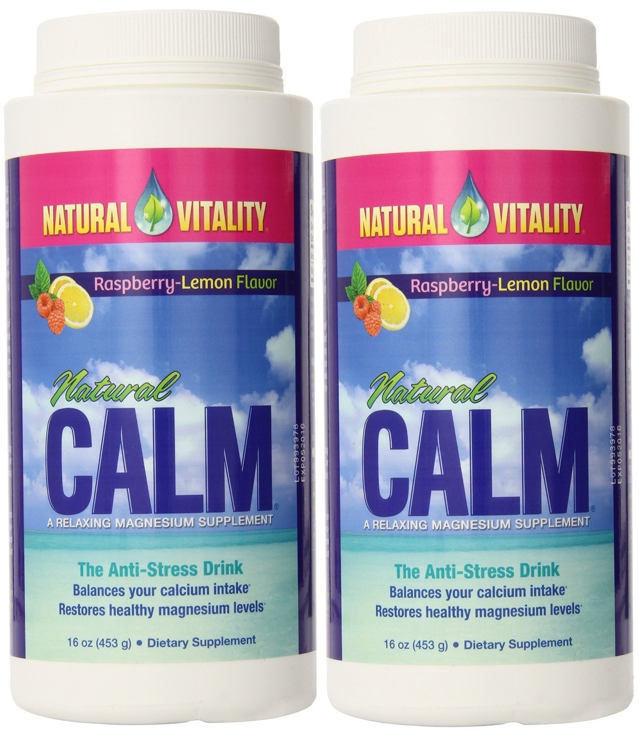 Natural Vitality Calm Magnesium Powder Raspberry Lemon 16 Oz Raspberry