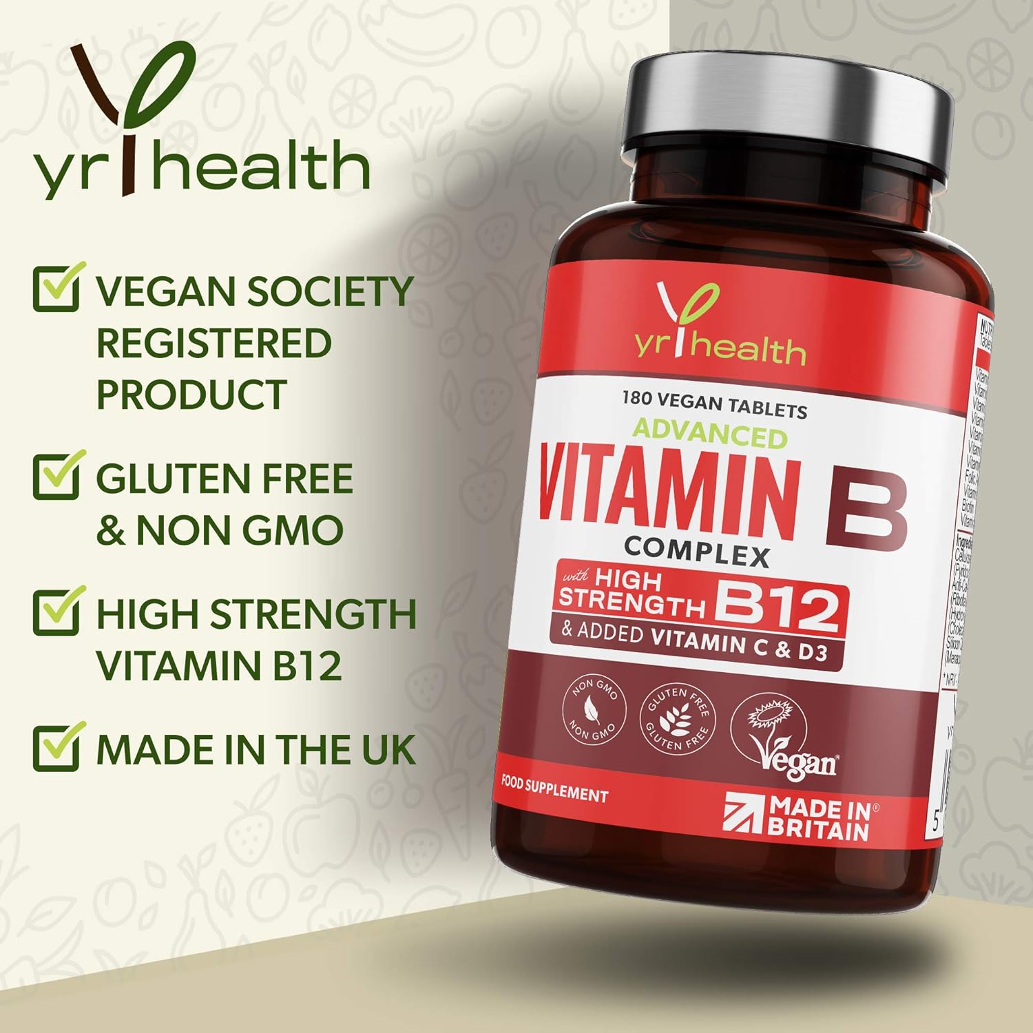Vegan Vitamin B Complex Advanced, All 8 High Strength B Vitamins & Added Vitamin C, D3 & K2 Mk7, Vitamins B1, B2, B3, B5, B6 - Image 3