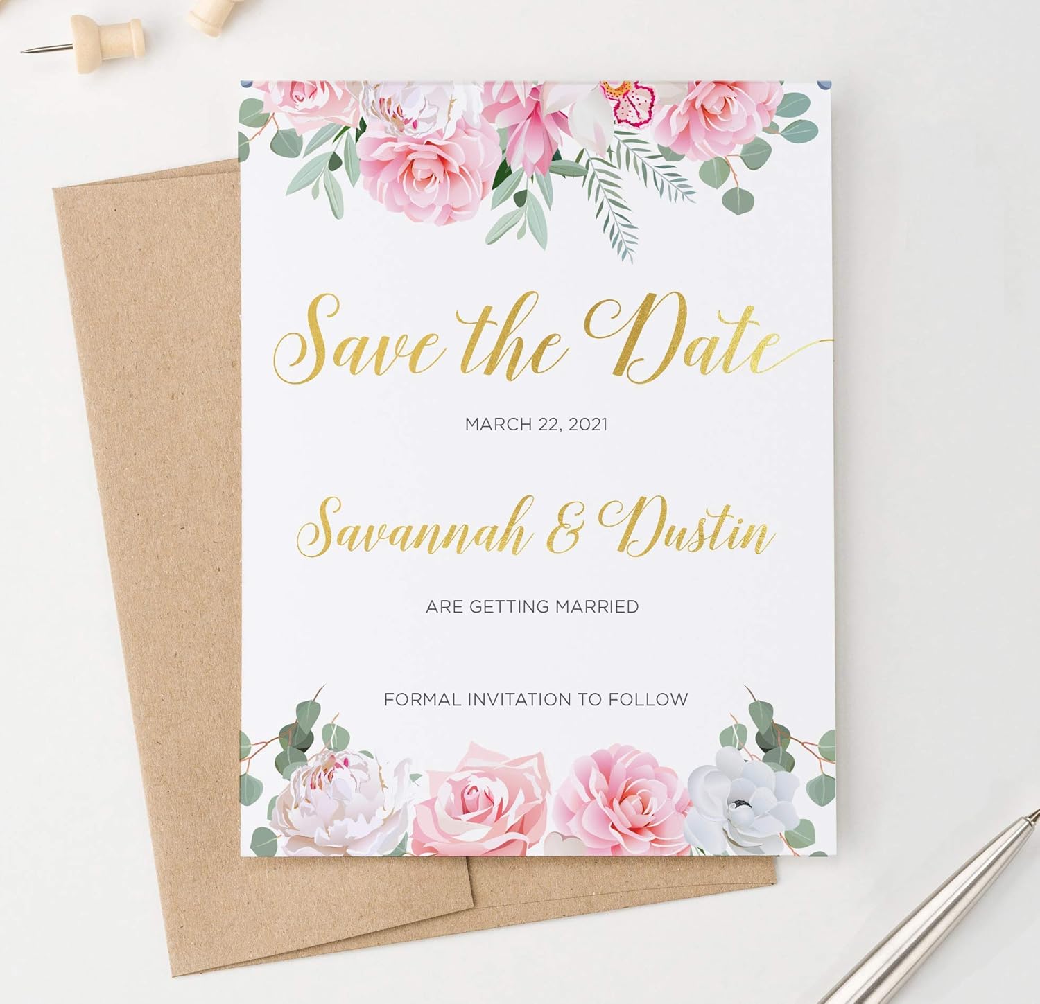 Amazon Com Floral Save The Date With Envelopes Save The Date Cards For Weddings Elegant Save The Date Wedding Your Choice Of Quantity And Envelope Color Handmade