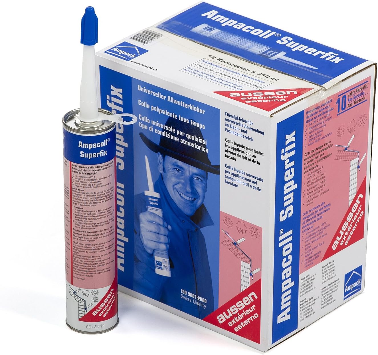 Ampack Superfix 310 ml cartridge - synthetic rubber based liquid adhesive; Swiss quality