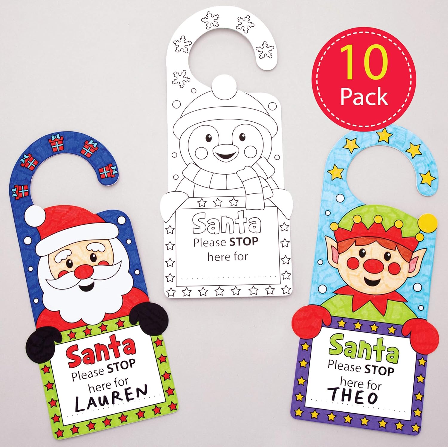 Baker Ross AT167 Christmas Colour in Door Hangers, Festive Arts and