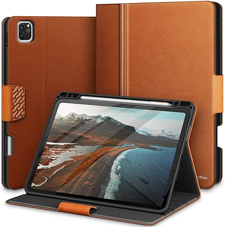 Amazon Com Kingblanc Ipad Pro 11 2020 Case With Pencil Holder Supports Apple Pencil 2nd Gen Wireless Pair Charging Auto Sleep Wake Function Pu Leather Folio Smart Cover For Ipad Pro 11 Inch 2018 2020 Brown Computers