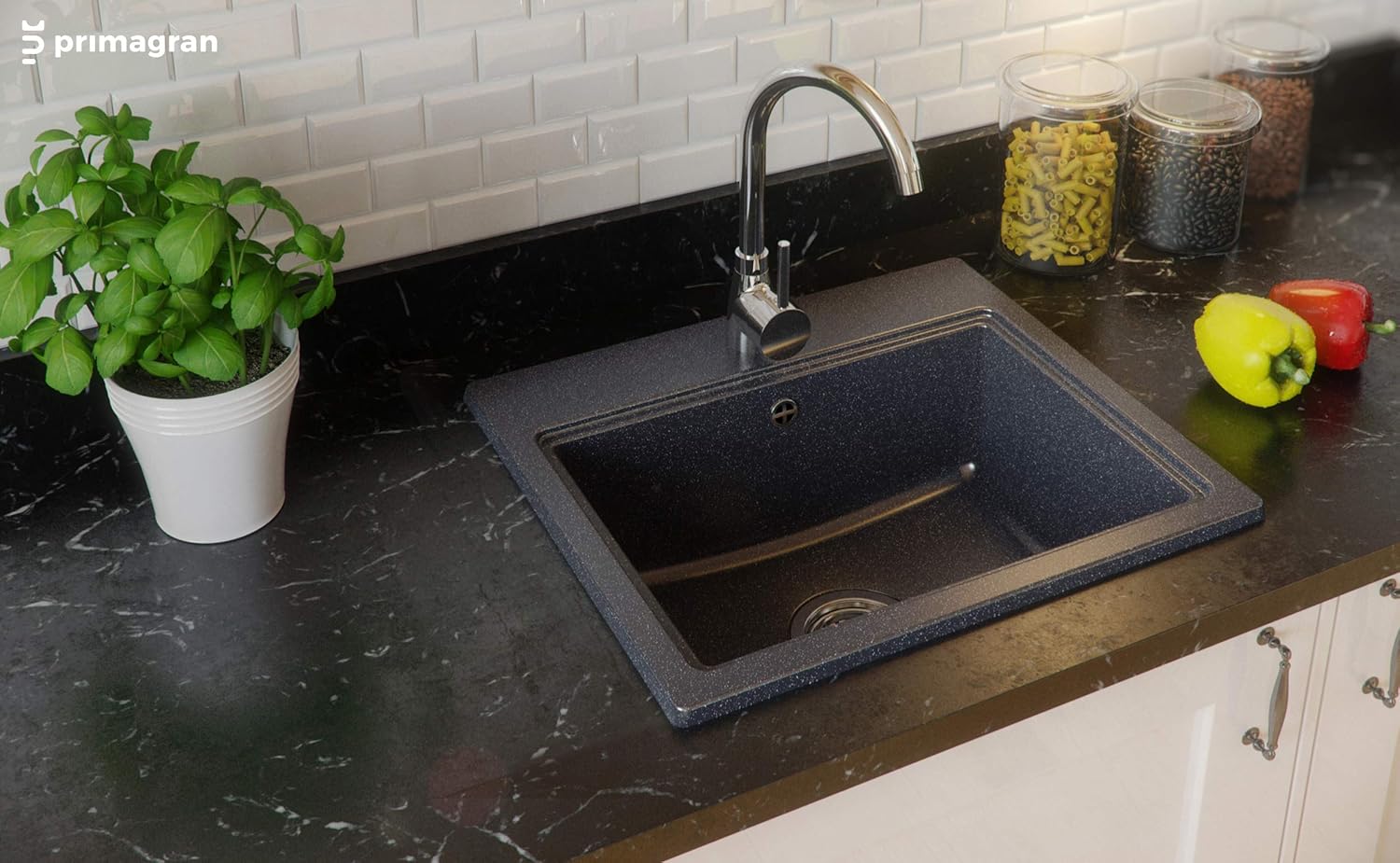 Lavello Nero Per Cucina Lavello Da Cucina In Granito - Nero, 50x47 Cm, Resistente Al Calore Lavandino Da Esterno - Foto 13