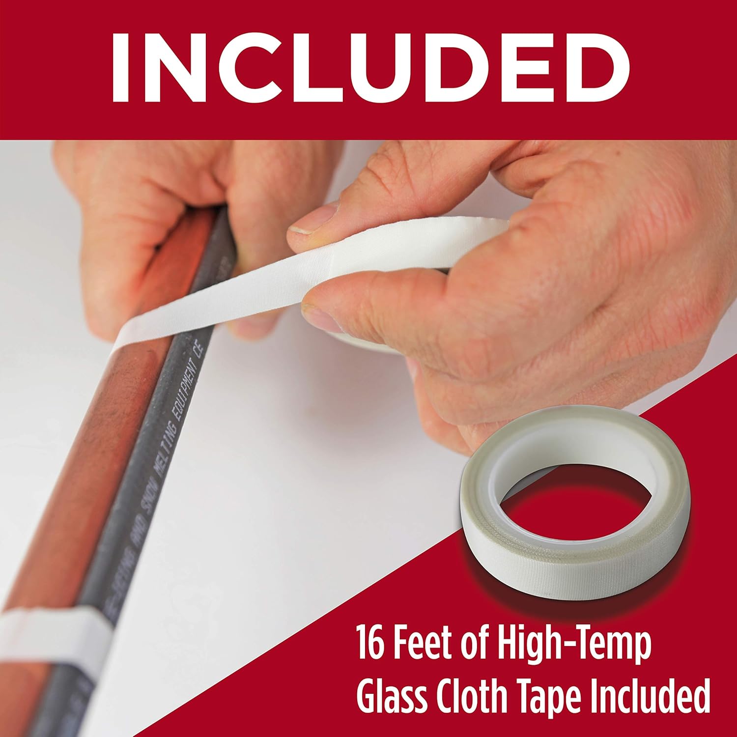 Heat Cable for Pipe Freeze Protection, 125 feet, with Built-in Thermostat and 16 Feet of High-Temp Installation Tape, Heavy-Duty, Self-Regulating, 120 volt - - 