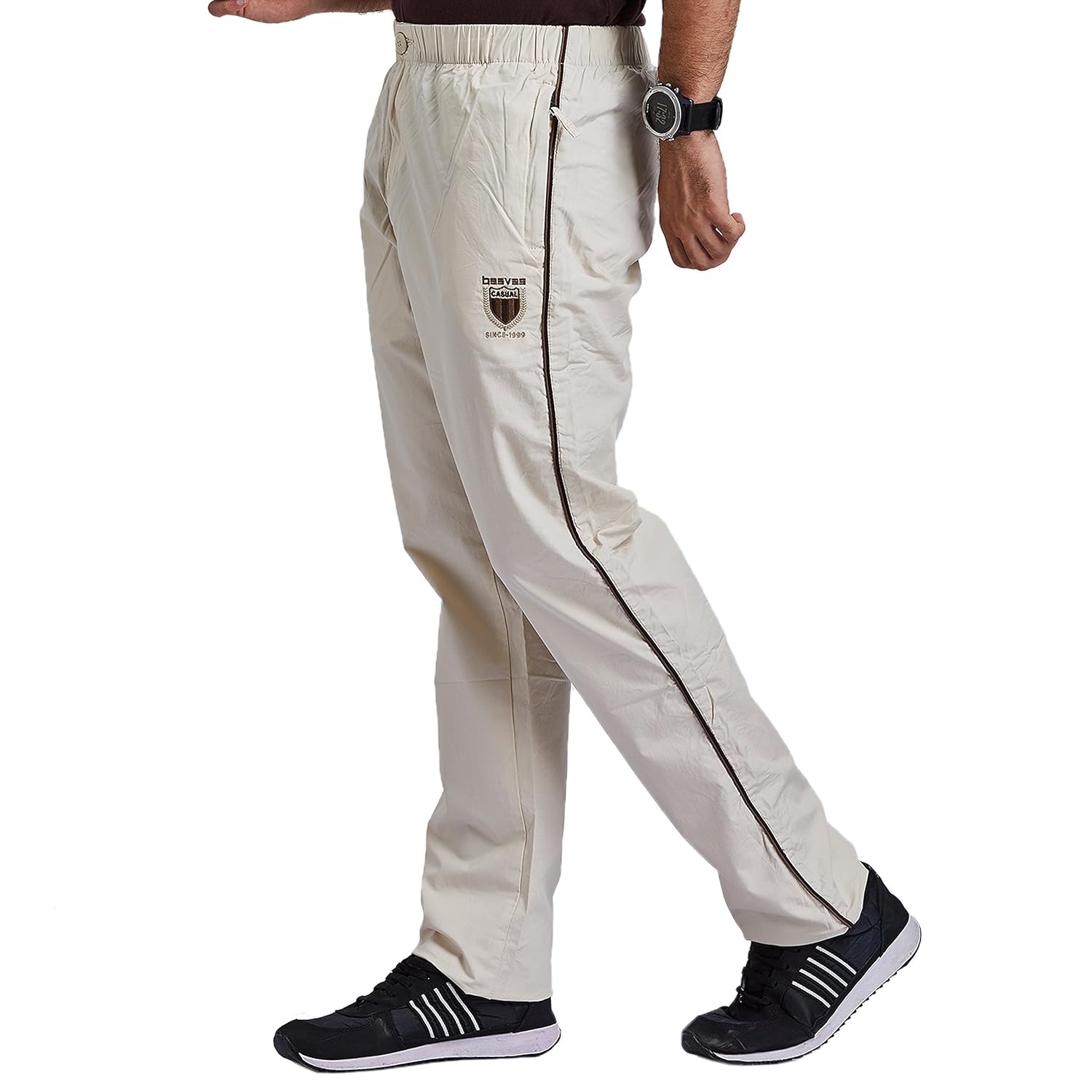 beevee mens beige elasticated pyjamas with drawstring