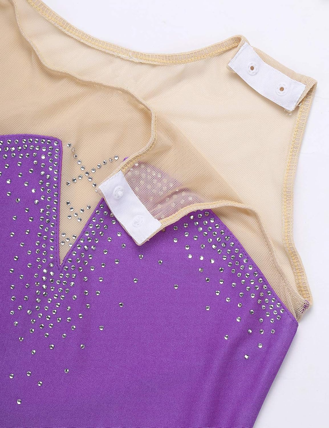 JEATHA Kids Girls Shiny Rhinestone Ballet Costume Sleeveless Splice Ice Skating Dress Gymnastic Leotard Skirt: Clothing