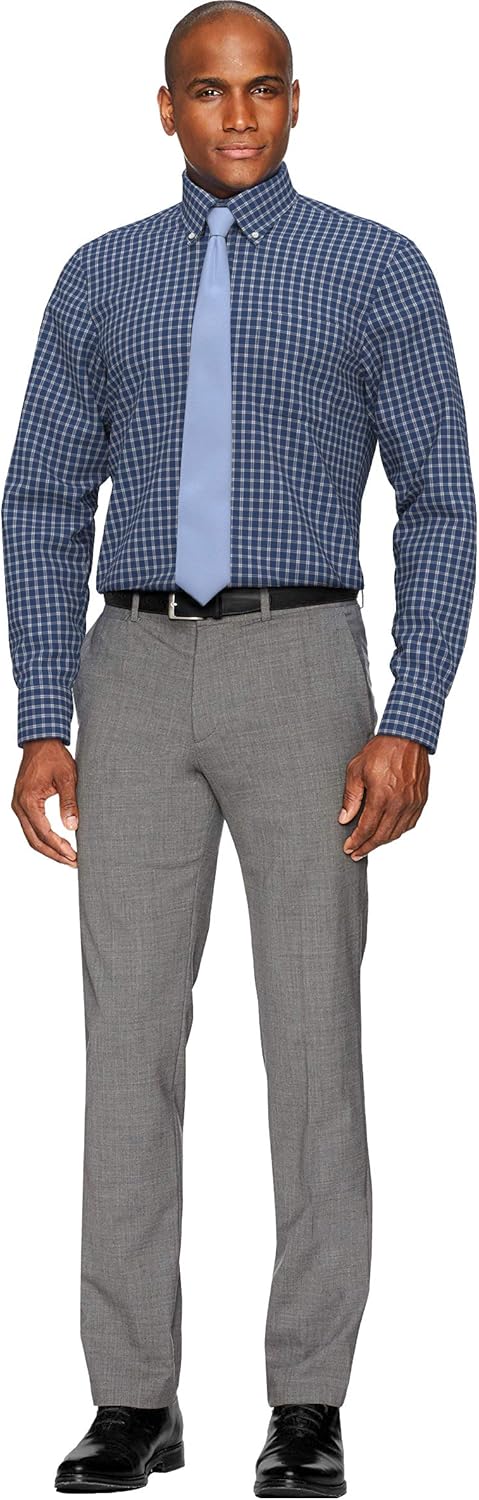 Brand - BUTTONED DOWN Men's Classic Fit Plaid Dress Shirt, Supima Cotton Non-Iron: Clothing