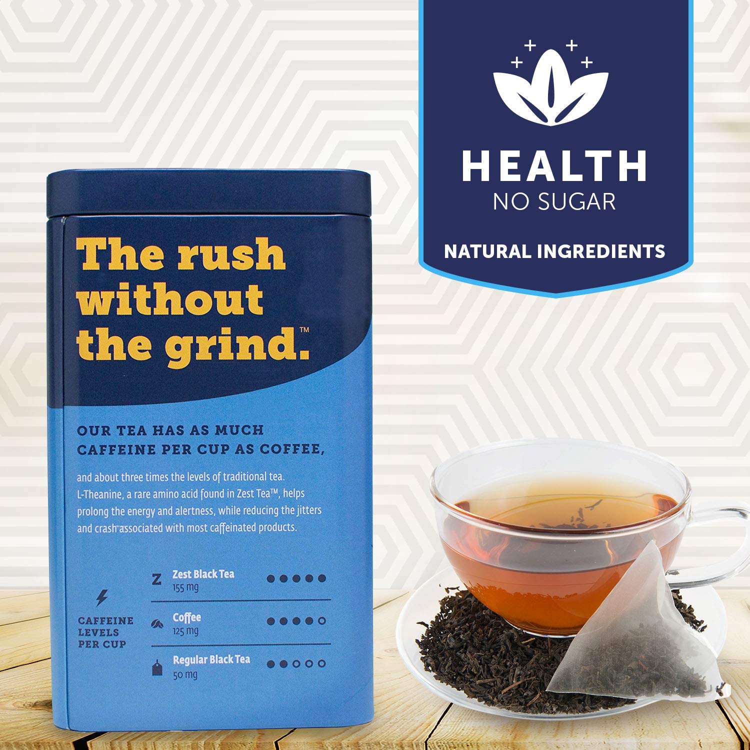 Zest Tea Premium Energy Hot Tea, High Caffeine Blend Natural & Healthy