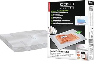 CASO Profi- Folienbeutel 16x23 cm / 50 Beutel, für alle Balken Vakuumierer, BPA-frei, sehr stark & reißfest ca. 150µm, kochfest, Sous Vide geeignet, wiederverwendbar, für Folienschweißgeräte geeignet