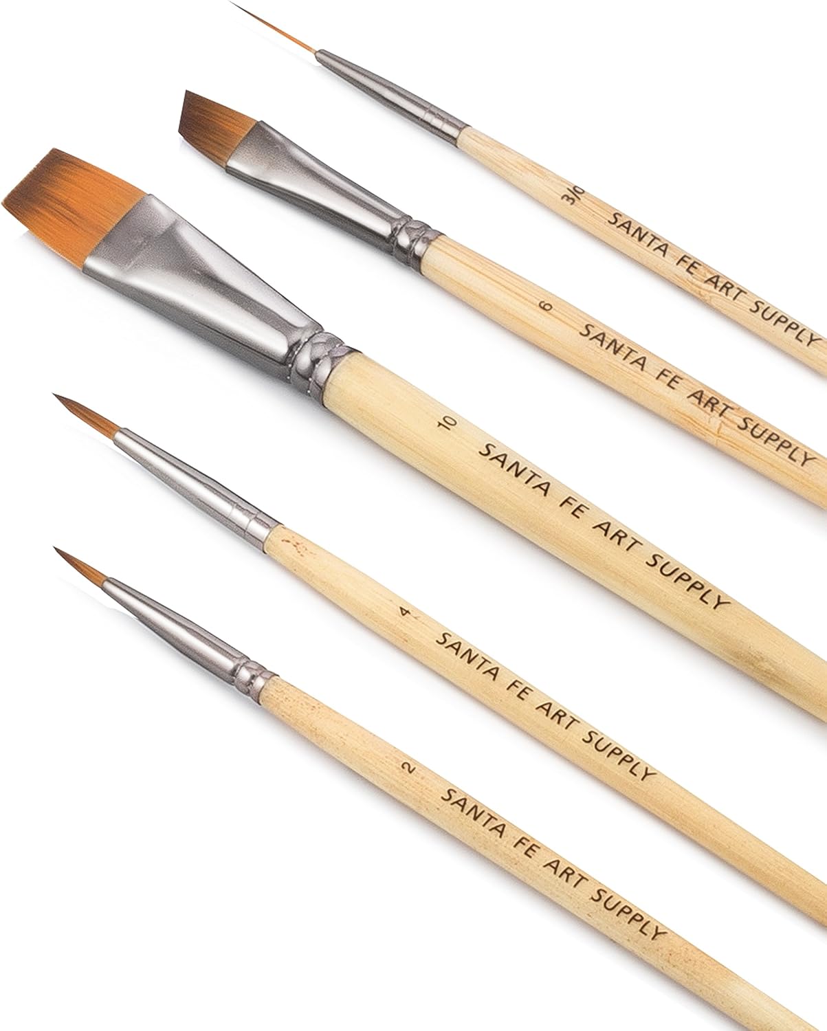 Santa Fe Art Supply Paint Brush Set w/Travel Case- 5 Bamboo Short Handle Brushes. Perfect for Watercolour Oil, Inking - Image 5