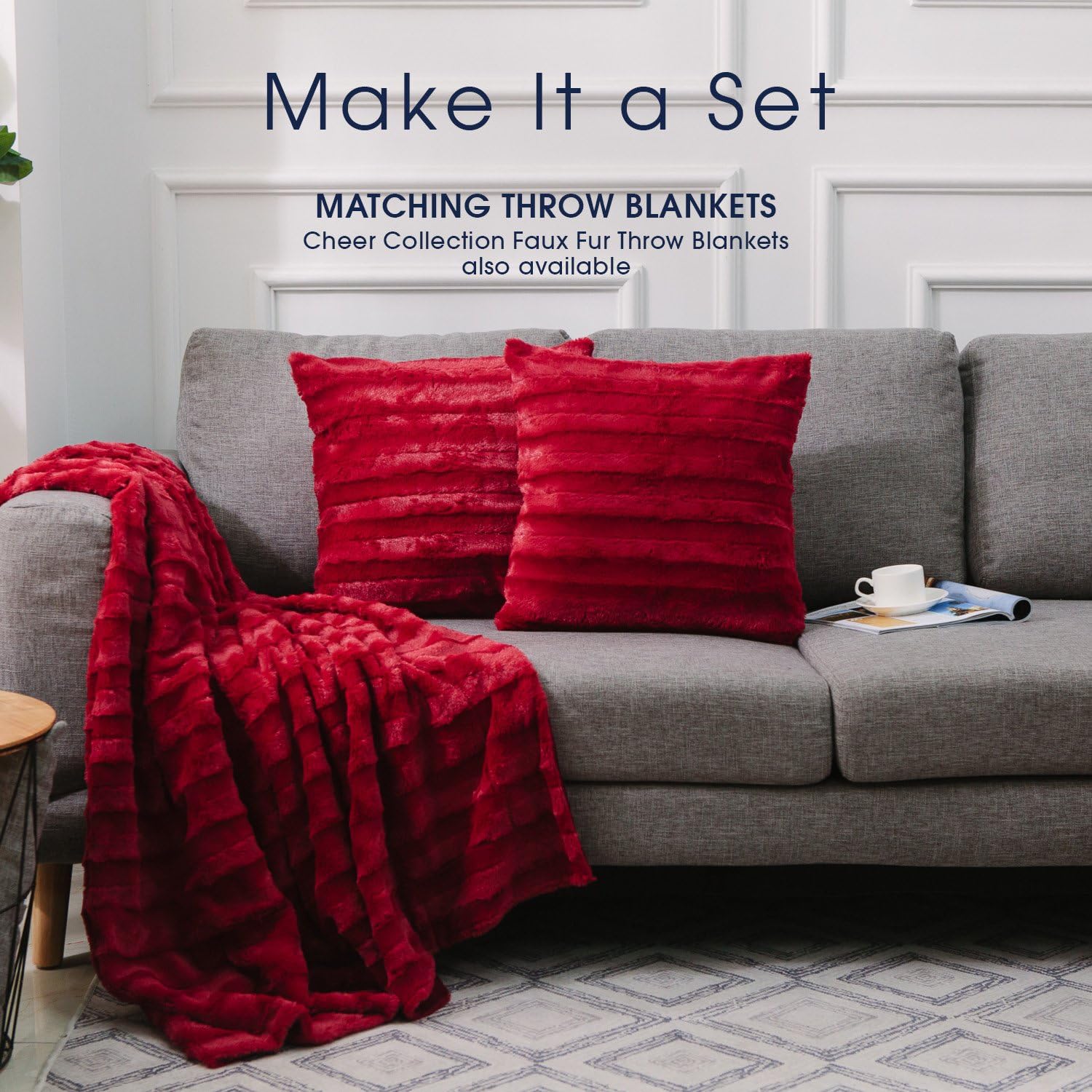 red throw blanket and pillows