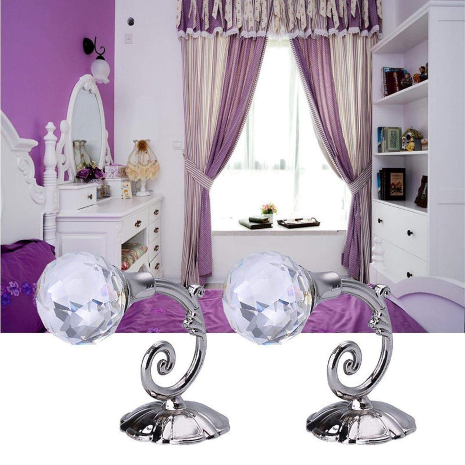 Buy Getek 2 X Metal Crystal Glass Curtain Holdback Wall Tie Back