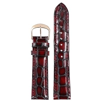 18mm Burgundy Luxury Genuine Mens Leather Watch Bands Straps Replacements Heavy Grain Crocodile Embossed Genuine Italian�