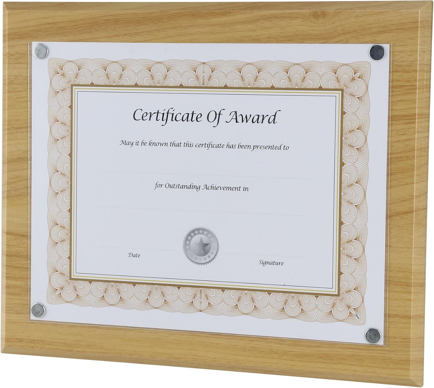 Nudell 8.5" x 11" Award Plaque with Exclusive Easy-load Magnetic Clear Cover System (actual dimensions 10.5" x 13"), Mahogany (18868) : Office Products