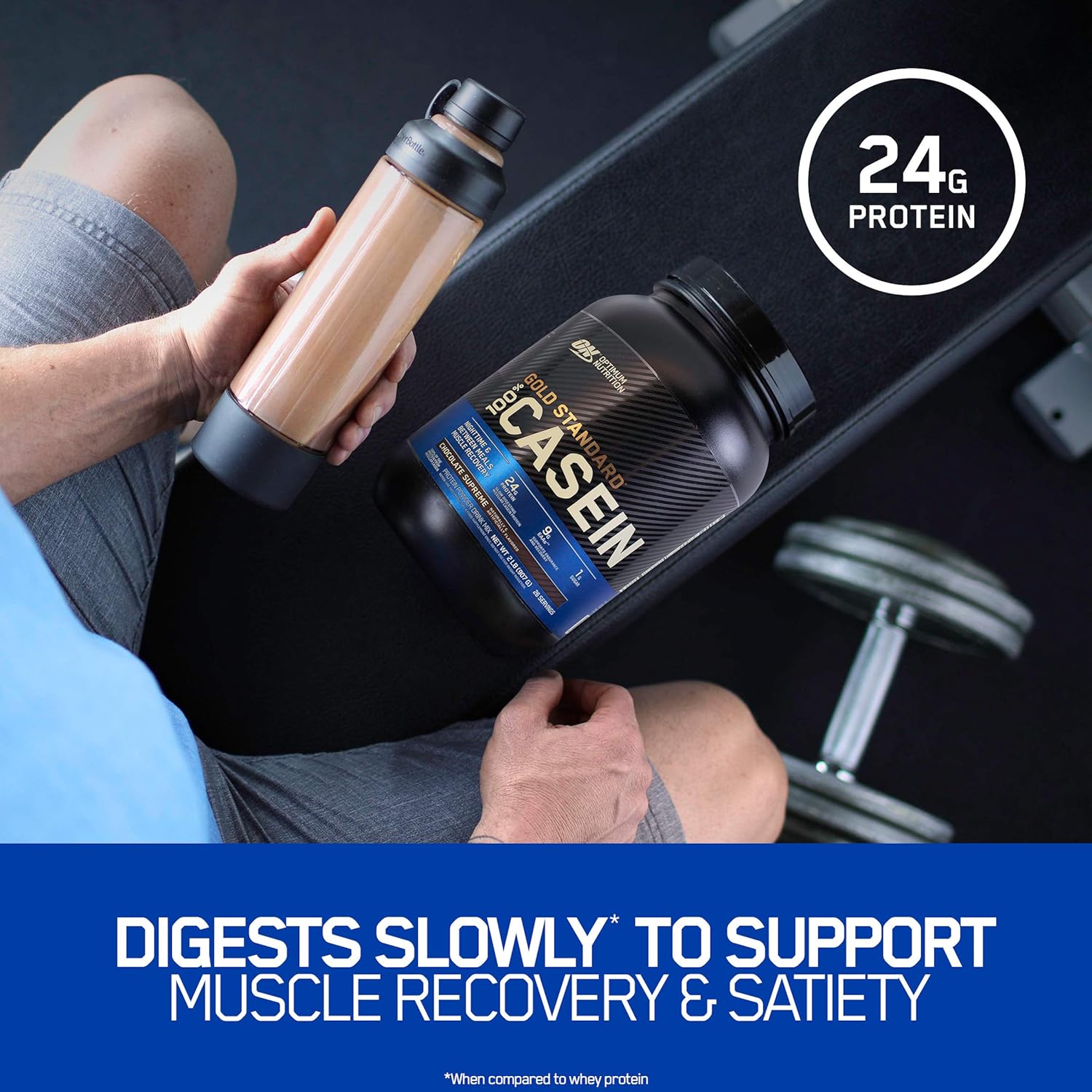 Optimum Nutrition Gold Standard 100% Micellar Casein Protein Powder, Slow Digesting, Helps Keep You Full, Overnight Muscle Recovery, Chocolate Supreme, 2 Pound (Packaging May Vary): Health & Personal Care