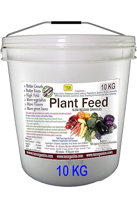 TSR Organic Fertilisers & Pesticides Plant Feed Slow Release Shiny granules 10 Kg for All Types of Fruits, Flowers, Vegetables, Home and Garden Fertilizer