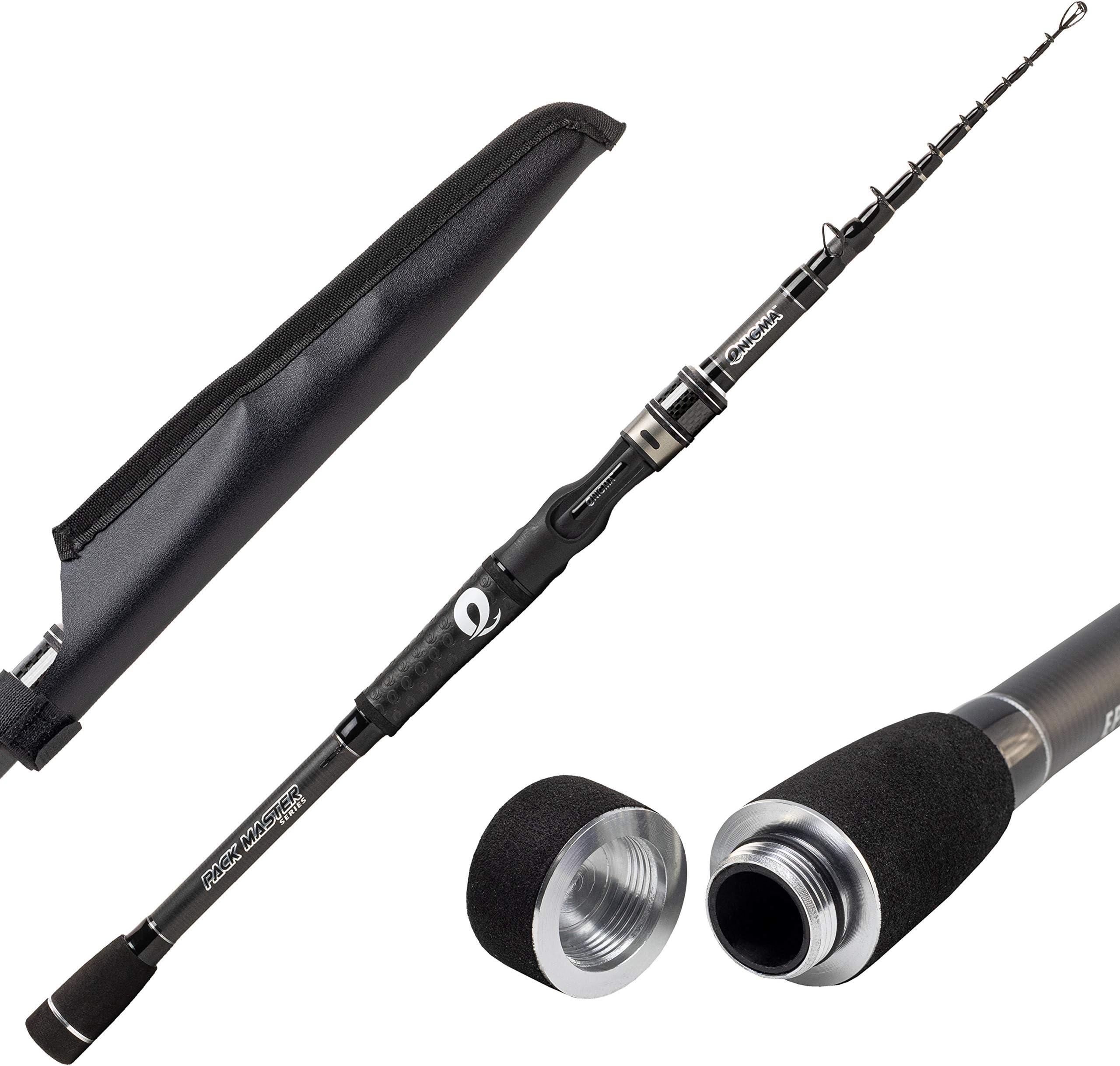 Enigma Fishing Pack Master Baitcasting Rod 6 Pc Telescopic Casting Rods, Travel Fishing Rod, Graphite Rod Blanks, Floating Guides, Ergonomic Handle, Freshwater Fishing Rod