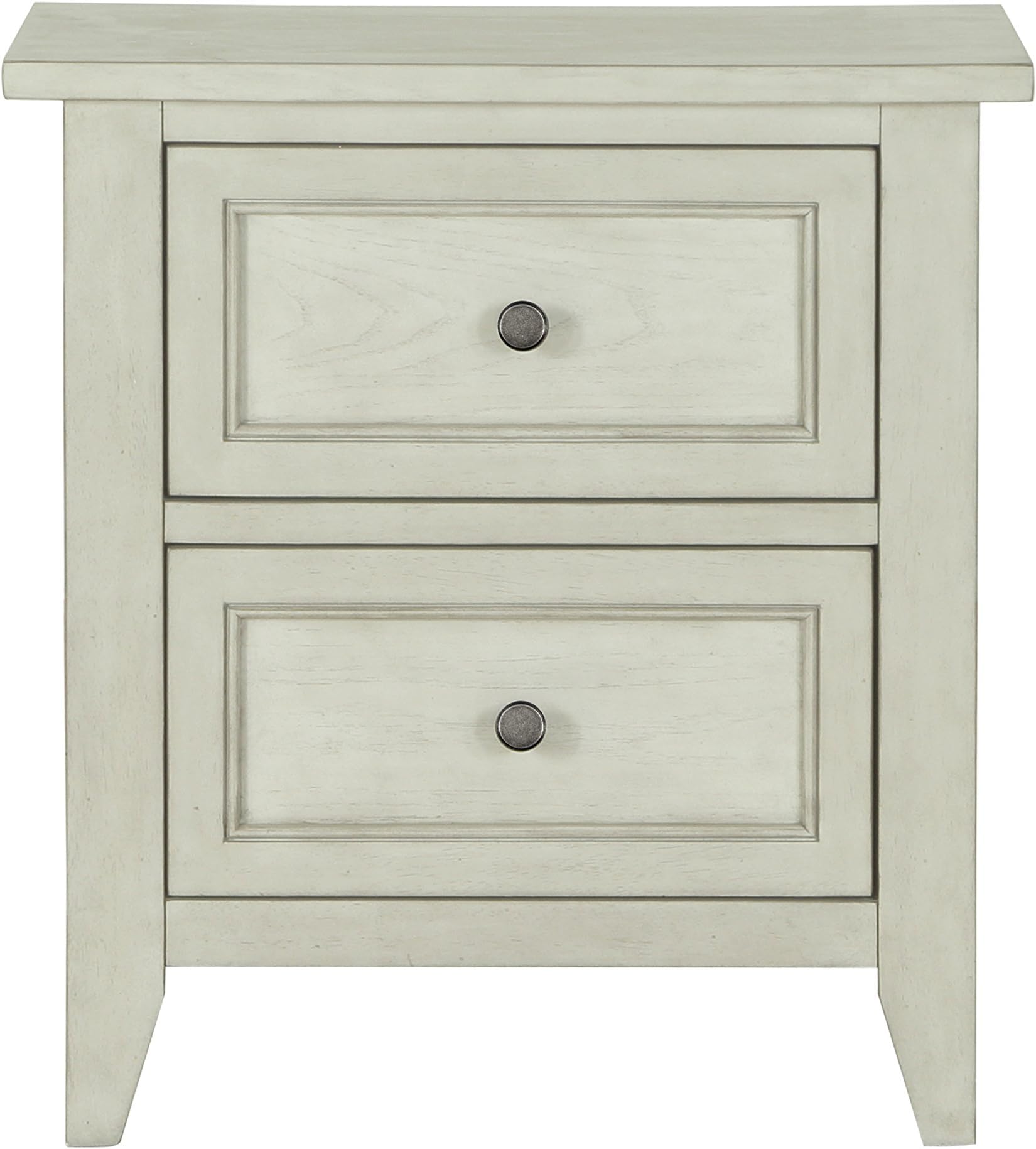 MagnussenRaelynn Transitional 2 Drawer Nightstand, 28" x 26" x 17", Weathered White