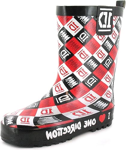 One Direction Check Boys Wellies Red Black White 13 Child Uk Amazon Co Uk Shoes Bags