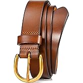 WOLFANT Womens Casual leather Jean Belt,1.1" Ladies Belt with Gold Buckle,100% Italian Full Grain Real Solid Leather