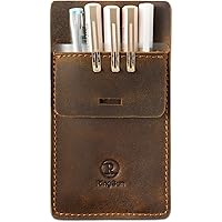 Ringsun Pocket Protector for Men, Full Grain Leather Pen Protect Holder for Heavy Duty Shirts, Lab Coats, Holds Pens, Pointer