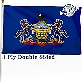 XIFAN Double Sided Pennsylvania State Flag 3x5 ft, Heavy Duty 3 Ply Durable Polyester, PA Flag with Vibrant Print/4 Rows Hemming/Brass Grommets for Indoor Outdoor Decor