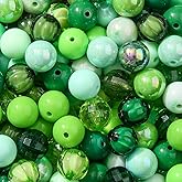 BERMRO 16mm Acrylic Beads 100pcs Green Focal Spacer Bead Chunk Bubblegum Beads for DIY Crafting Necklace Bracelet Jewelry Making Keychain (Green)