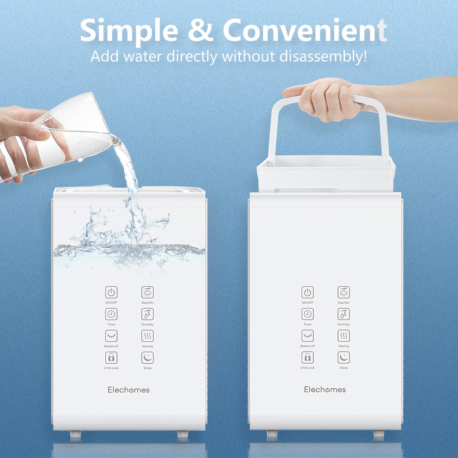 Elechomes SH8820 Ultrasonic Top Fill Humidifier 5.5L Vaporizer Warm and Cool Mist Humidifiers