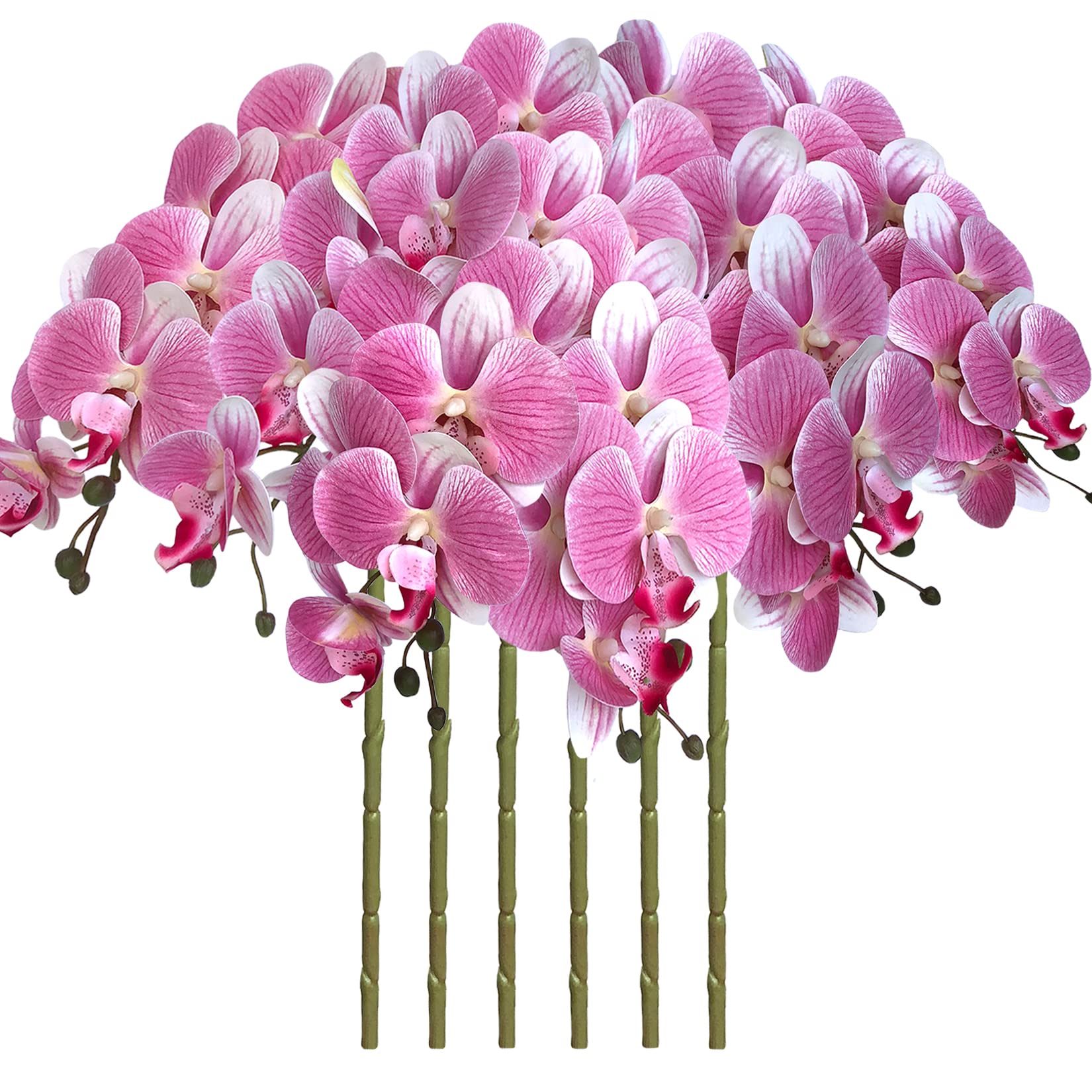 FagusHome 32 Inch Artificial Phalaenopsis Flowers 6 Pcs Artificial Orchid Flowers Stem Plants for Home Décor (Pink) — image 1