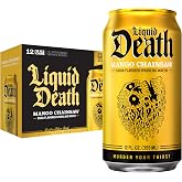 Liquid Death Soda-Flavored Sparkling Water - Mango Chainsaw (Mango Orange), Less Sugar*, Huge Flavor, No Caffeine, No Artificial Sweeteners, 12 Fl Oz (Pack of 12)