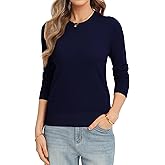 QUALFORT Women's Sweaters Long Sleeve Soft Lightweight Basic Knitted Pullover Sweater