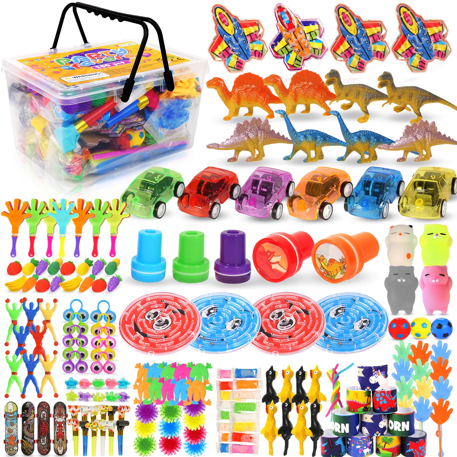 200 Pack Party Favors for Kids: Prize Box Toys for Classroom, Goodie Bag Stuffers, Pinata Fillers, Treasure Chest Toys, Kids Small Toys, Carnival Prizes, Birthday Party Toys in Bulk Assortment