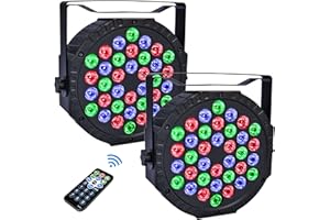 PIOLEACKFLEW Stage Lights 36 LED par Lights RGB Stage Lighting Uplights 7 Modes DJ Light Sound Activation & DMX Control with Remote Control Stage Light for Disco Wedding Party Event Club Bar Christmas (2 Pack)