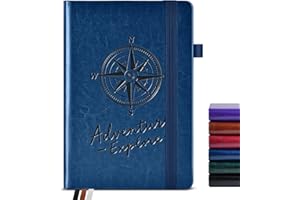 PAIBAS Lined Journal Notebook for Women Men, 160 Pages, A5 Hardcover Vintage Leather Journaling Notebooks for Work, School, Note Taking, Travel, Bible Study, Daily Diary for Writing 5.8"x8.5" (Navy)