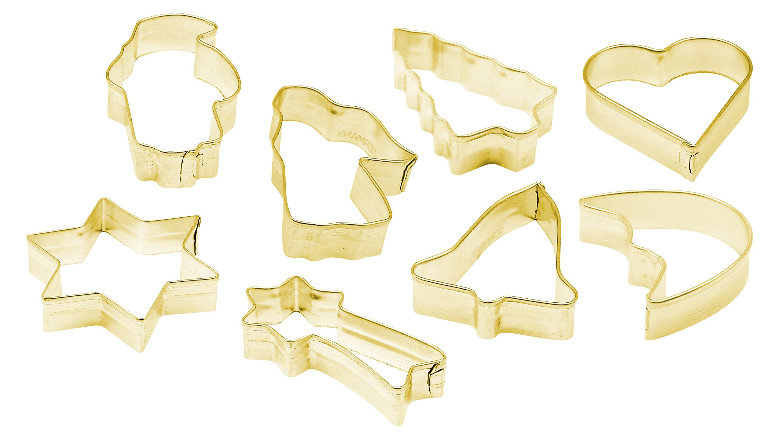 Dr.Oetker Cookie Cutter Christmas 8 pieces in gold, Tinplate, 5 x 5 x 3 cm