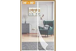 Yotache Magnetic Screen Door for 36"x80" Doors, Screen Size 38"x81", High Density Screen Mesh with Windproof Hasp Design for Front/Back Single Doors, White