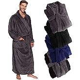 Ross Michaels Mens Robe Big & Tall - Long Plush Shawl Collar Fleece Bathrobe (Light Gray, XX-Large-3X-Large)
