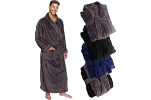 Ross Michaels Mens Robe Plush Big and Tall - Long Fleece Spa Bath Robe with Pockets - Bathrobe Gift for Men and Teens