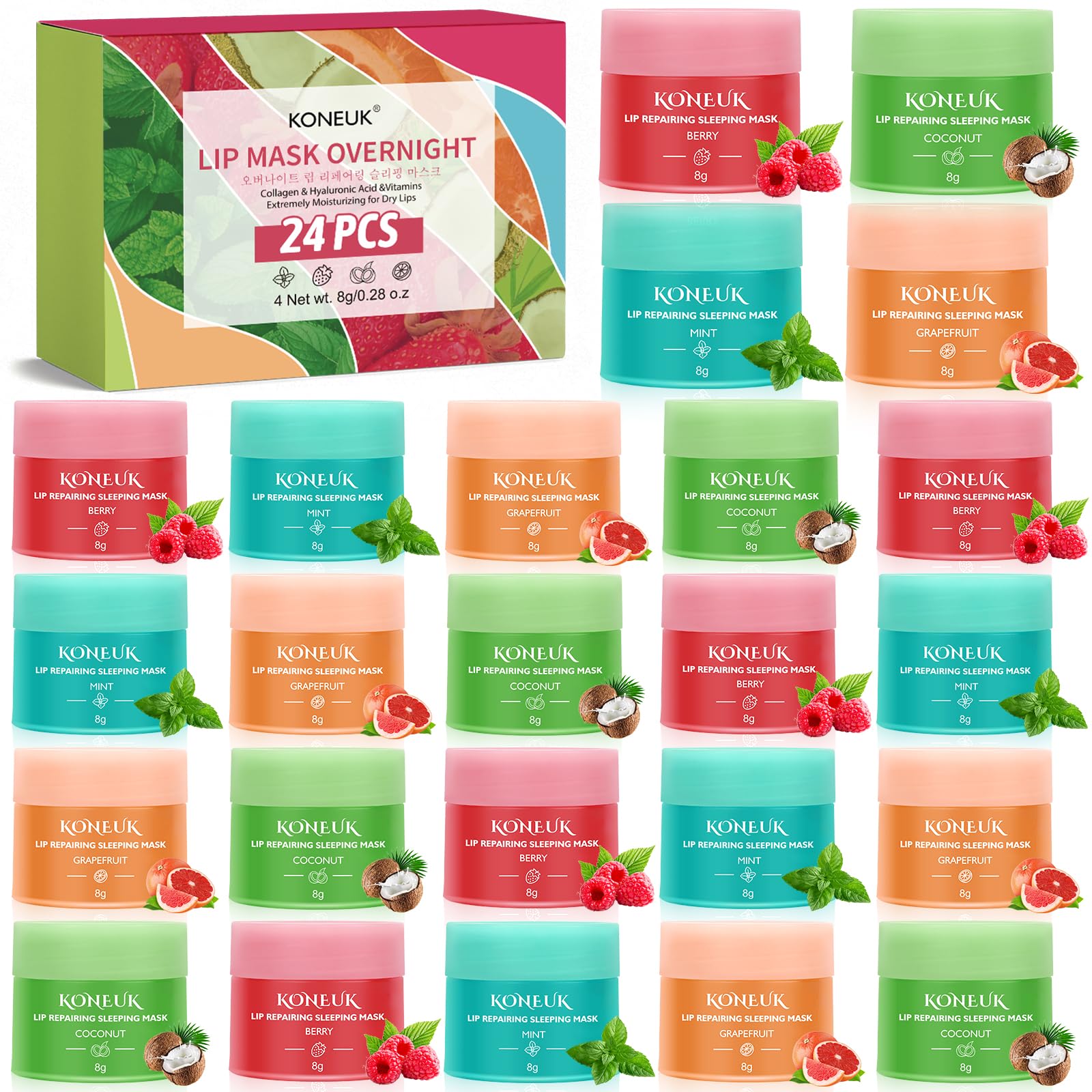 Photo 1 of 24 Pack Lip Sleeping Mask Gifts Set for Women, Bulk Lip Mask Overnight, Hydrate and Nourish Lip Masks With Vitamin C and Coconut Oil for Dry Lips, Lip Balm for Mothers Day Gifts and Spa Party Gifts