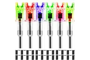 KEAUP 6 Pack Lighted Nocks for Crossbow Bolts with .285”/.297”/.300”/.305” Bushings Half-Moon Crossbow Nock LED Nock, ON/Off Switch Included